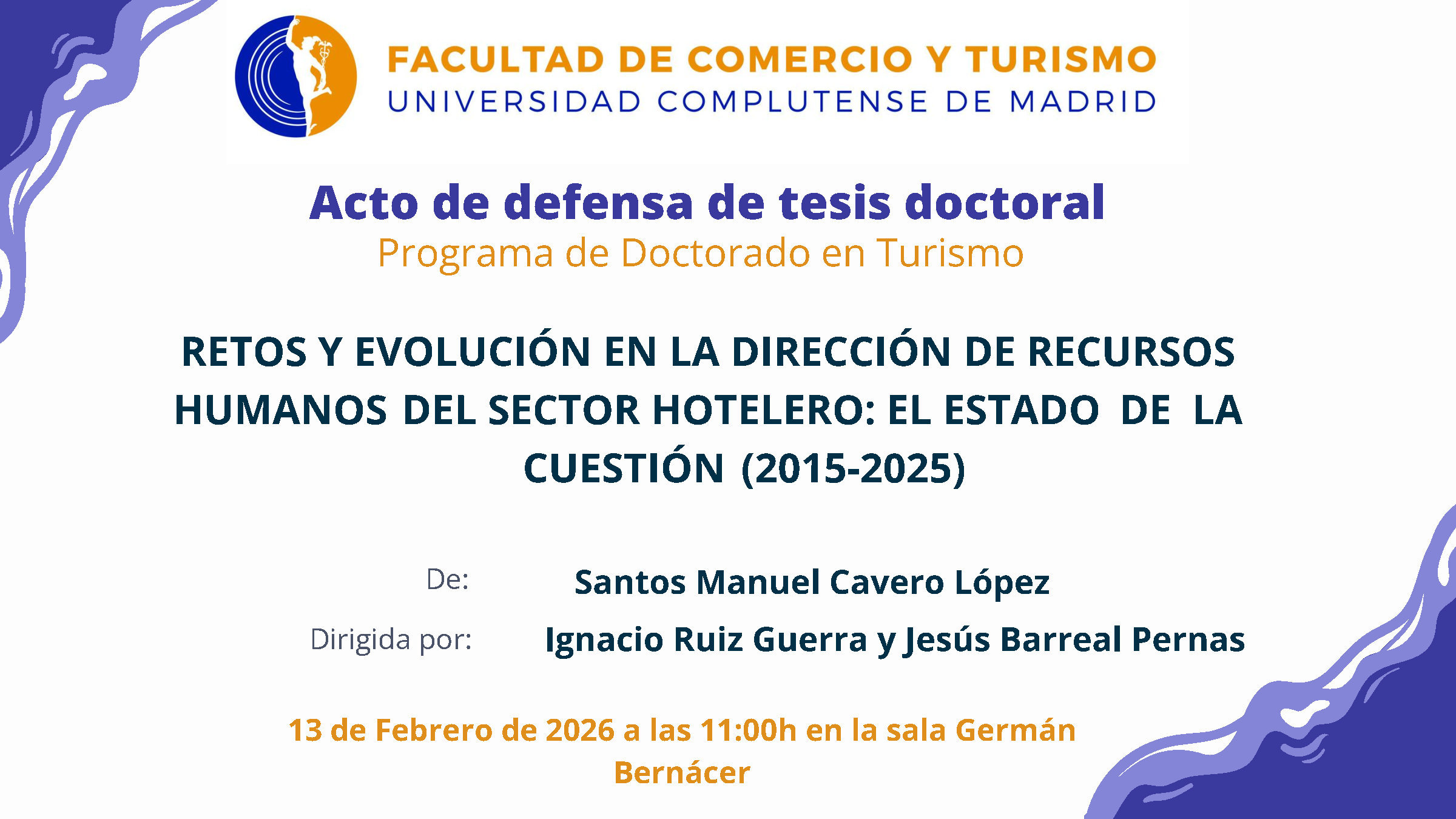 Defensa de la tesis doctoral de D. Santos Manuel Cavero López. 13 de febrero a las 11:00 h. 